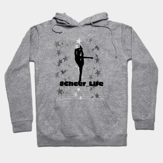 #cheer_Life Design with Silver Star Background Hoodie by PurposelyDesigned